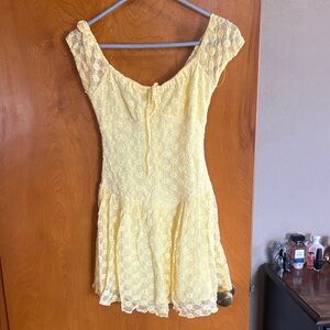 Gorgeous Yellow Lace Fit-and-Flare Dress